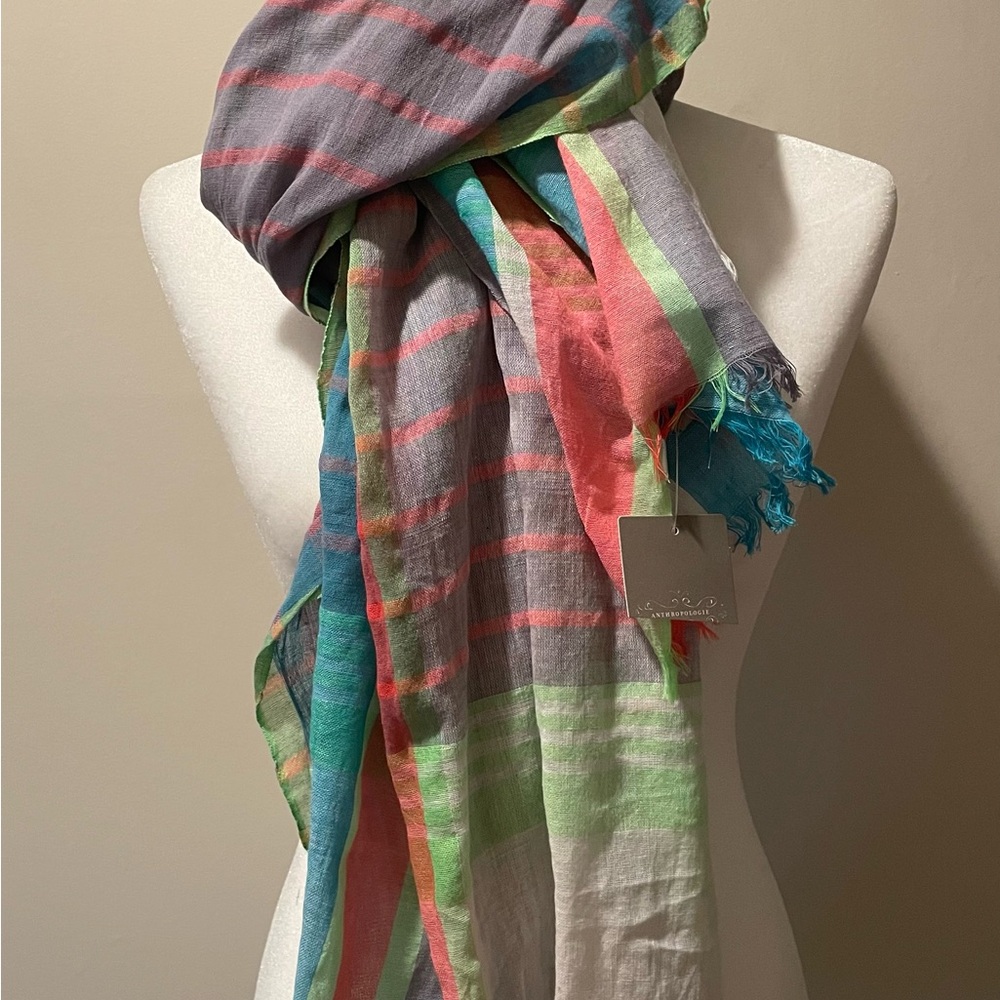 Anthropologie Large Colorful Cotton Lightweight Scarf NWT
